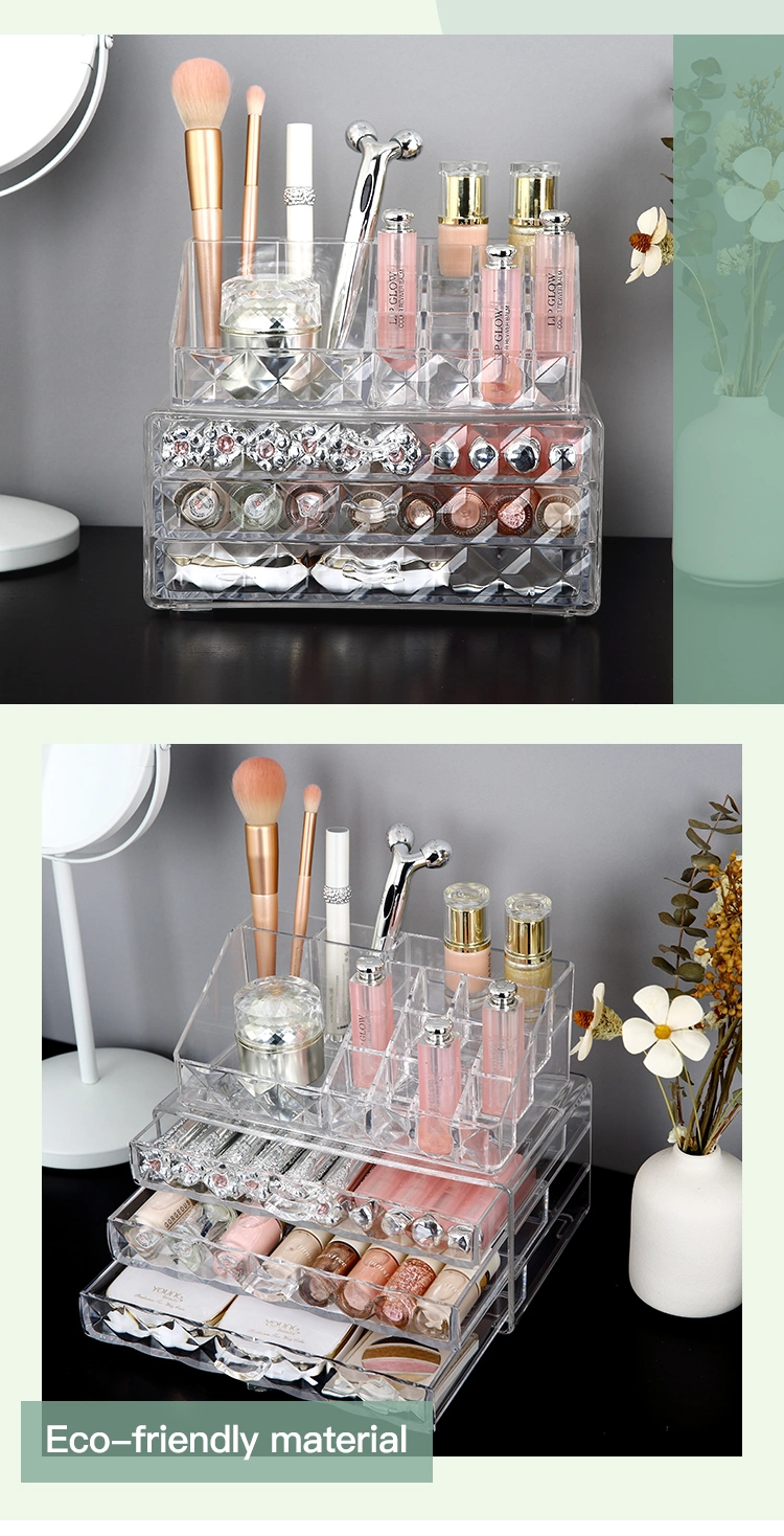 Dresser Plastic Cosmetic Facial Tools Mask Storage Bin Multidrawers Acrylic Transparent Makeup Drawers Storage Organizer Set