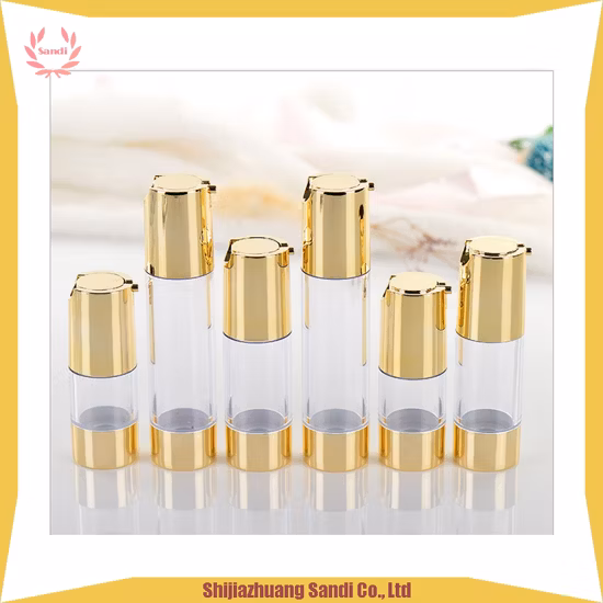フロストシルバーポンプエアレスボトル、アクリリコエアレスボトル、エアレスポンプボトル、50ml、30ml、15ml